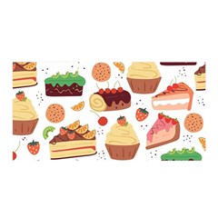 Seamless Pattern Hand Drawing Cartoon Dessert And Cake Satin Wrap 35  X 70  by Wav3s