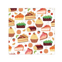 Seamless Pattern Hand Drawing Cartoon Dessert And Cake Square Satin Scarf (30  X 30 ) by Wav3s