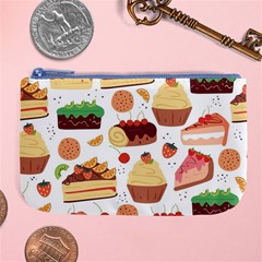 Seamless Pattern Hand Drawing Cartoon Dessert And Cake Large Coin Purse by Wav3s