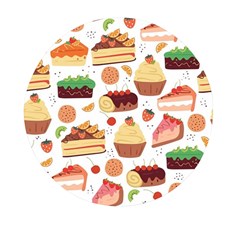 Seamless Pattern Hand Drawing Cartoon Dessert And Cake Mini Round Pill Box by Wav3s