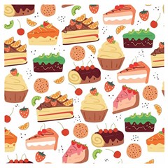 Seamless Pattern Hand Drawing Cartoon Dessert And Cake Wooden Puzzle Square by Wav3s