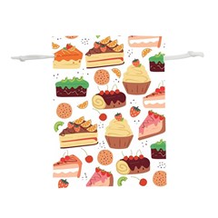 Seamless Pattern Hand Drawing Cartoon Dessert And Cake Lightweight Drawstring Pouch (l) by Wav3s