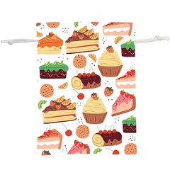 Seamless Pattern Hand Drawing Cartoon Dessert And Cake Lightweight Drawstring Pouch (xl) by Wav3s