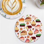 Seamless Pattern Hand Drawing Cartoon Dessert And Cake UV Print Round Tile Coaster Front