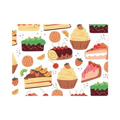 Seamless Pattern Hand Drawing Cartoon Dessert And Cake Premium Plush Fleece Blanket (mini) by Wav3s