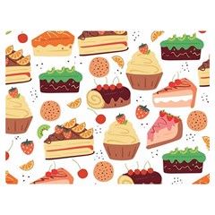 Seamless Pattern Hand Drawing Cartoon Dessert And Cake Premium Plush Fleece Blanket (extra Small) by Wav3s