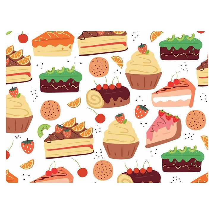 Seamless Pattern Hand Drawing Cartoon Dessert And Cake Premium Plush Fleece Blanket (Extra Small)