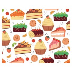 Seamless Pattern Hand Drawing Cartoon Dessert And Cake Premium Plush Fleece Blanket (medium) by Wav3s