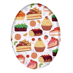 Seamless Pattern Hand Drawing Cartoon Dessert And Cake Oval Glass Fridge Magnet (4 Pack) by Wav3s