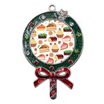 Seamless Pattern Hand Drawing Cartoon Dessert And Cake Metal X Mas Lollipop with Crystal Ornament Front