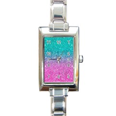 Pink And Turquoise Glitter Rectangle Italian Charm Watch by Wav3s