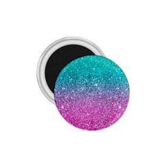 Pink And Turquoise Glitter 1 75  Magnets by Wav3s