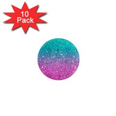 Pink And Turquoise Glitter 1  Mini Magnet (10 Pack)  by Wav3s