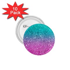 Pink And Turquoise Glitter 1 75  Buttons (10 Pack) by Wav3s