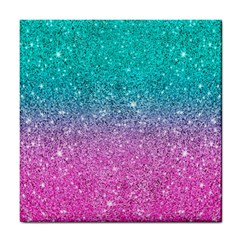 Pink And Turquoise Glitter Tile Coaster by Wav3s