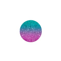 Pink And Turquoise Glitter 1  Mini Magnets by Wav3s