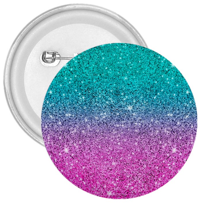 Pink And Turquoise Glitter 3  Buttons