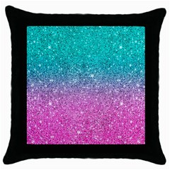 Pink And Turquoise Glitter Throw Pillow Case (black) by Wav3s