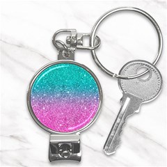 Pink And Turquoise Glitter Nail Clippers Key Chain by Wav3s