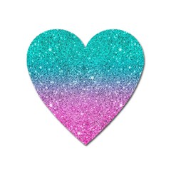 Pink And Turquoise Glitter Heart Magnet by Wav3s