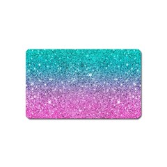 Pink And Turquoise Glitter Magnet (name Card) by Wav3s