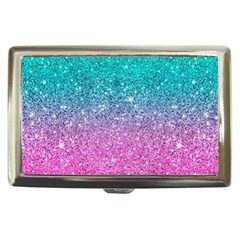 Pink And Turquoise Glitter Cigarette Money Case by Wav3s