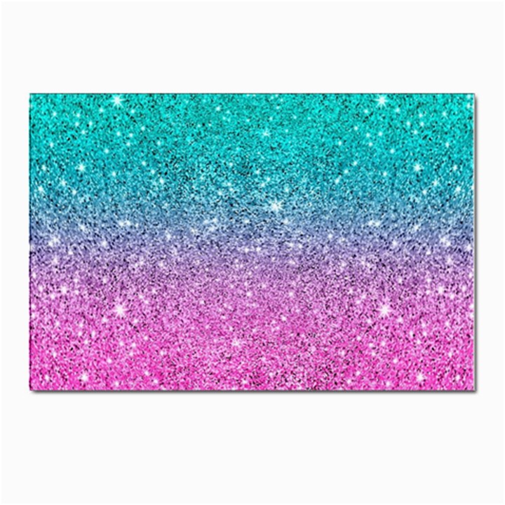 Pink And Turquoise Glitter Postcards 5  x 7  (Pkg of 10)