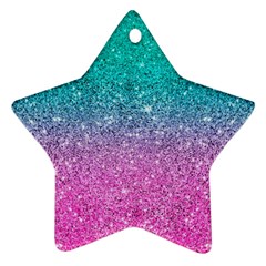 Pink And Turquoise Glitter Star Ornament (two Sides) by Wav3s