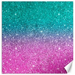 Pink And Turquoise Glitter Canvas 12  X 12  by Wav3s