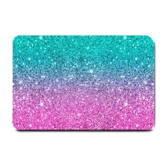 Pink And Turquoise Glitter Small Doormat by Wav3s