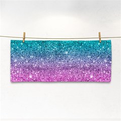 Pink And Turquoise Glitter Hand Towel by Wav3s