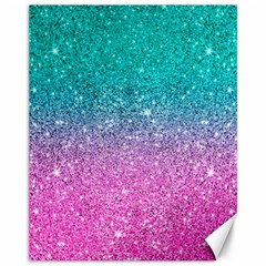 Pink And Turquoise Glitter Canvas 11  X 14  by Wav3s