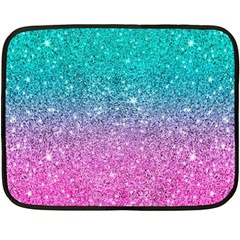 Pink And Turquoise Glitter Fleece Blanket (mini) by Wav3s