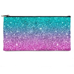 Pink And Turquoise Glitter Pencil Case by Wav3s