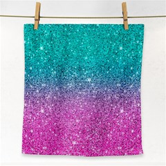 Pink And Turquoise Glitter Face Towel by Wav3s