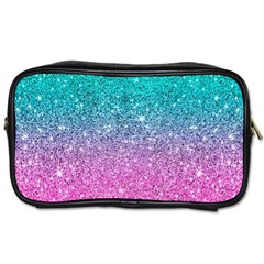 Pink And Turquoise Glitter Toiletries Bag (two Sides) by Wav3s