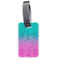 Pink And Turquoise Glitter Luggage Tag (one Side) by Wav3s