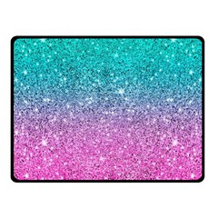 Pink And Turquoise Glitter Fleece Blanket (small) by Wav3s