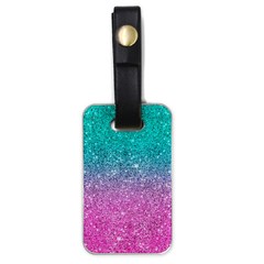 Pink And Turquoise Glitter Luggage Tag (one Side) by Wav3s