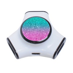 Pink And Turquoise Glitter 3-port Usb Hub by Wav3s