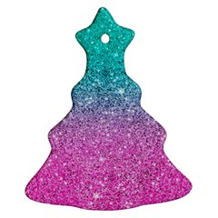 Pink And Turquoise Glitter Christmas Tree Ornament (two Sides) by Wav3s