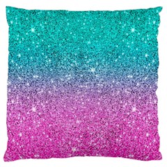 Pink And Turquoise Glitter Large Cushion Case (two Sides) by Wav3s