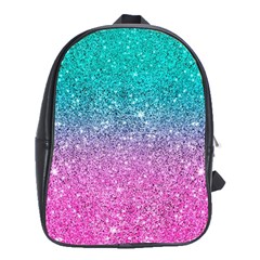 Pink And Turquoise Glitter School Bag (xl) by Wav3s