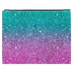 Pink And Turquoise Glitter Cosmetic Bag (xxxl) by Wav3s