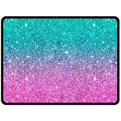 Pink And Turquoise Glitter Two Sides Fleece Blanket (large) by Wav3s