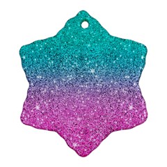 Pink And Turquoise Glitter Snowflake Ornament (two Sides) by Wav3s