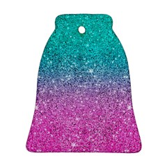 Pink And Turquoise Glitter Bell Ornament (two Sides) by Wav3s