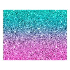 Pink And Turquoise Glitter Two Sides Premium Plush Fleece Blanket (large) by Wav3s