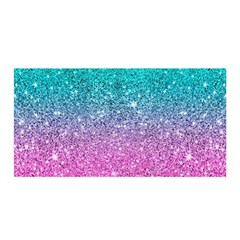 Pink And Turquoise Glitter Satin Wrap 35  X 70  by Wav3s