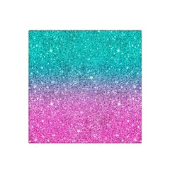 Pink And Turquoise Glitter Satin Bandana Scarf 22  X 22  by Wav3s